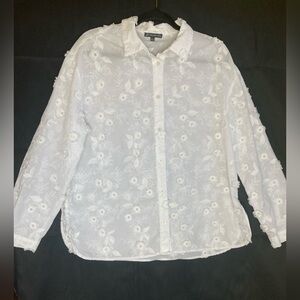 Adrianna Papell White Floral Lace Top